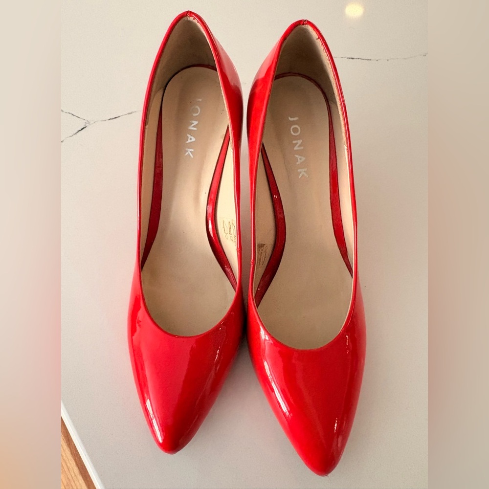 Jonak Red Patent Leather Pumps | Italian Leather Sole | Classic Heel